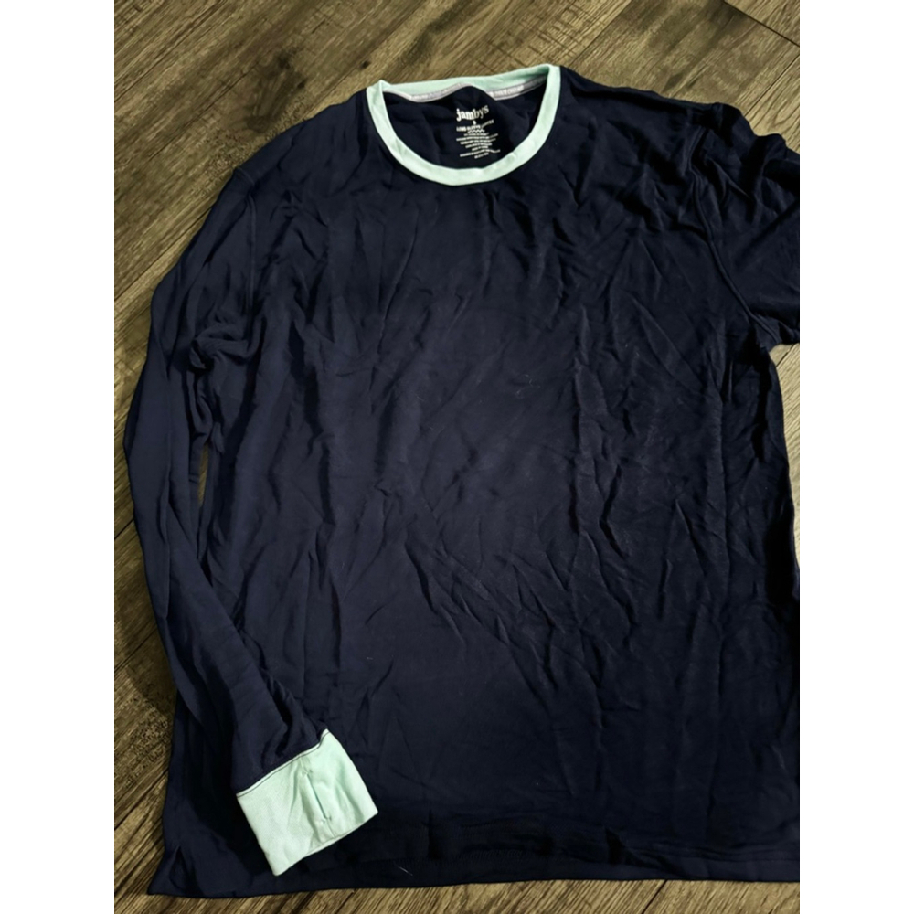 Jambys Long Sleeve JamTee Size Small (oversized small, unisex) Navy & Mint $72